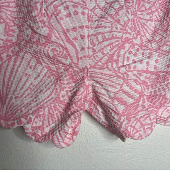 Lilly Pulitzer Pink White Print The Buttercup Stretch Scalloped Cotton Shorts 0 - Picture 4 of 9
